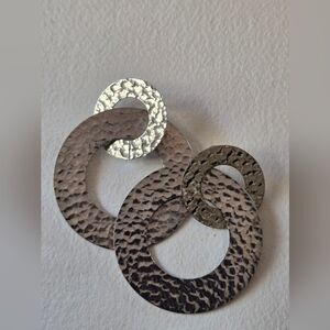 VTG💫Hammered Silver Tiered Ring Earrings